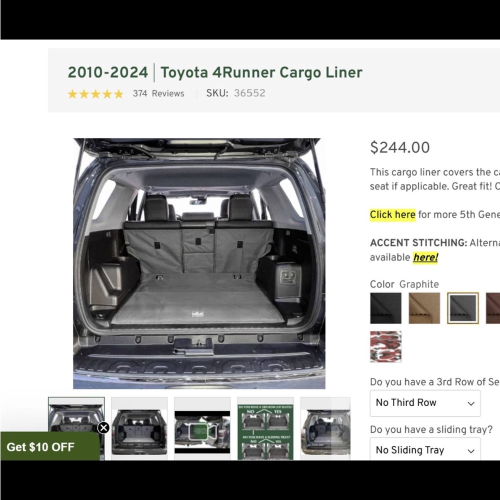 4Runner Cargo Liner - CANVASBACK- GREY